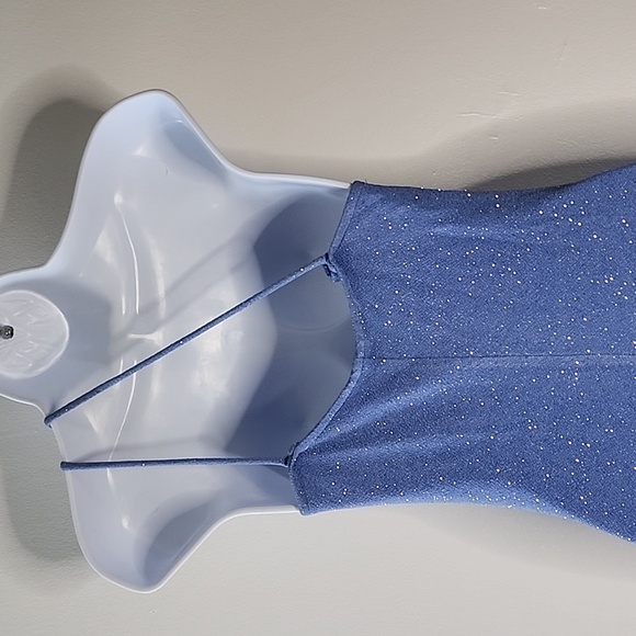 City Triangles Periwinkle Blue Glitter Prom Dress, Snug on Body, Size Medium - Picture 6 of 8